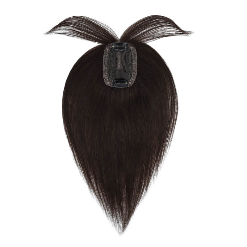 Daphné ︳Topper de cheveux humains avec frange 6*9CM Base en dentelle marron