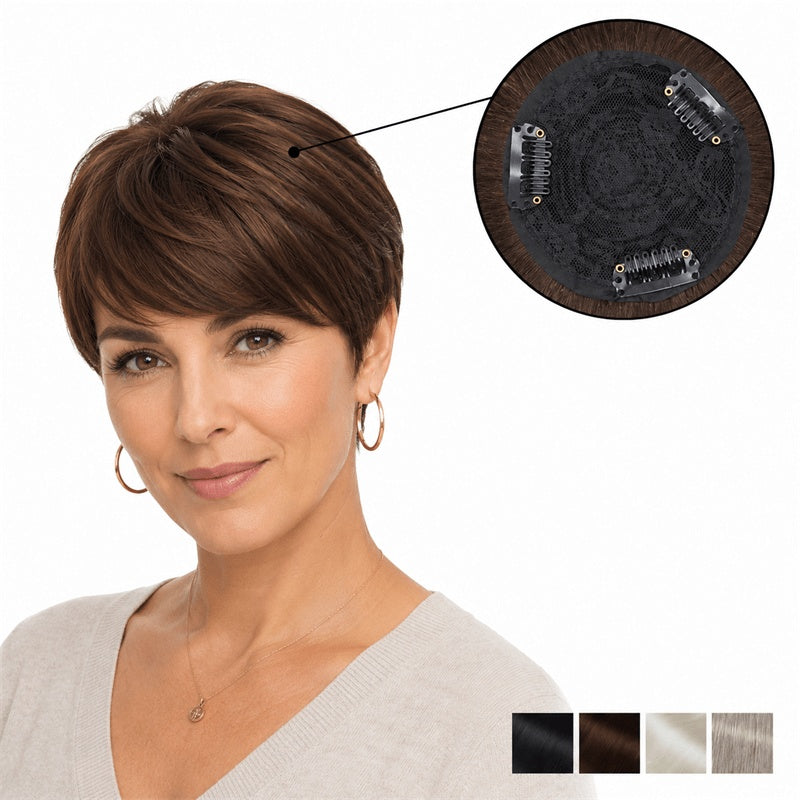 short hair topper with bangs