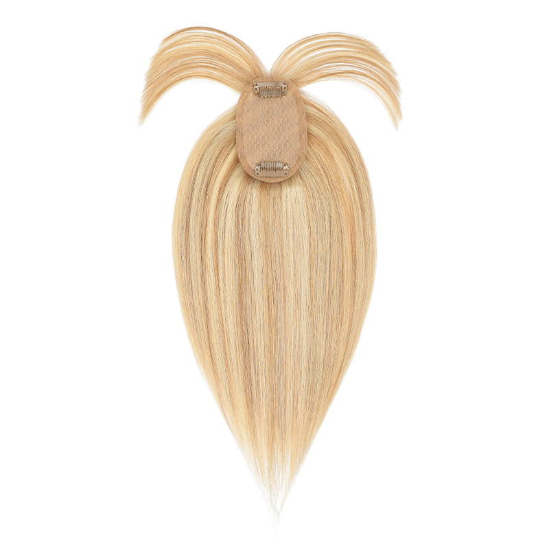 Daisy ︳Human Hair Topper With Bang For Women Thinning Crown 6*9cm Silk Base Bronde Highlight