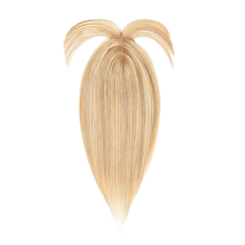 Daisy ︳Human Hair Topper With Bang For Women Thinning Crown 6*9cm Silk Base Bronde Highlight