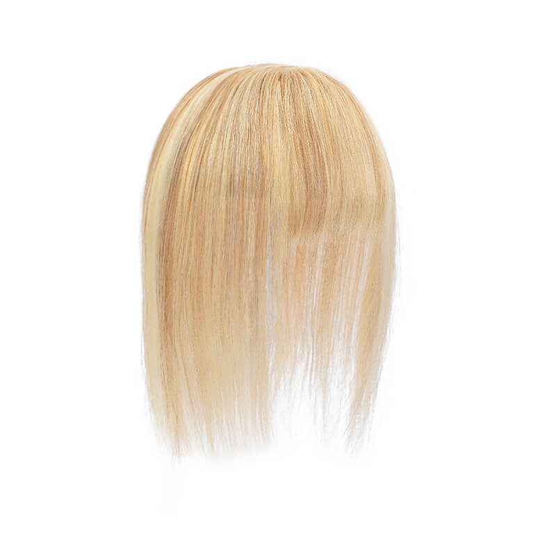 Daisy ︳Human Hair Topper With Bang For Women Thinning Crown 6*9cm Silk Base Bronde Highlight