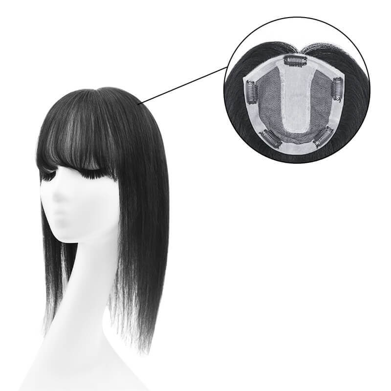 Base en soie noire de Topper de cheveux humains 15*16 pour des femmes