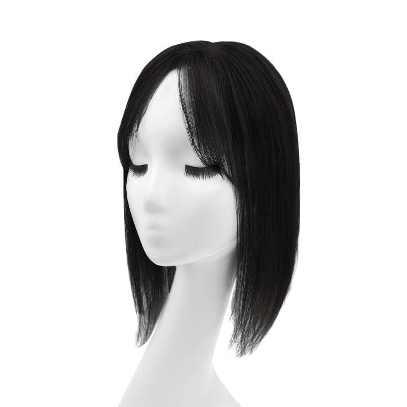 Daphne ︳Human Hair Topper With Bangs For Thin Hair 6*9CM Lace Base Natural Black