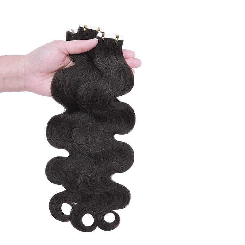 Black Wavy Tape Ins 20pcs For Thin Hair