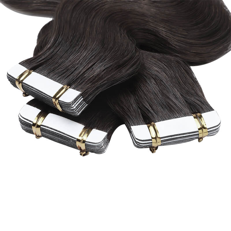 Black Wavy Tape Ins 20pcs For Thin Hair