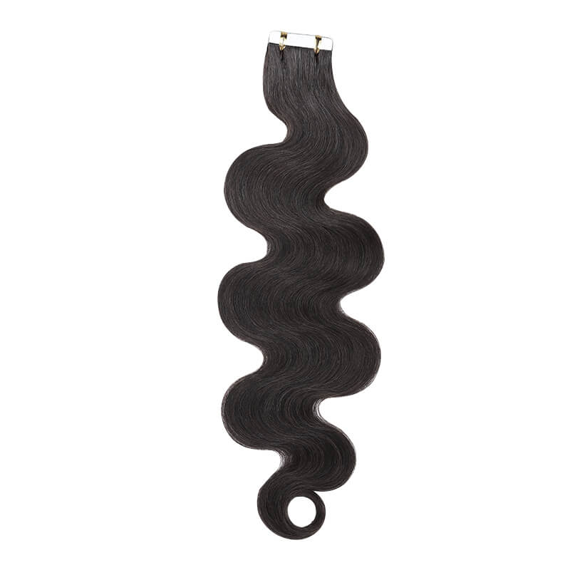 Black Wavy Tape Ins 20pcs For Thin Hair