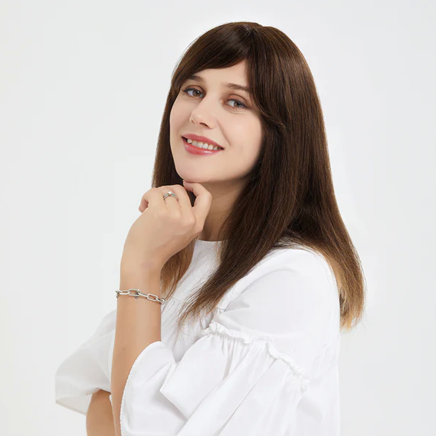 Human Hair Topper With Bangs For Women Hair Loss