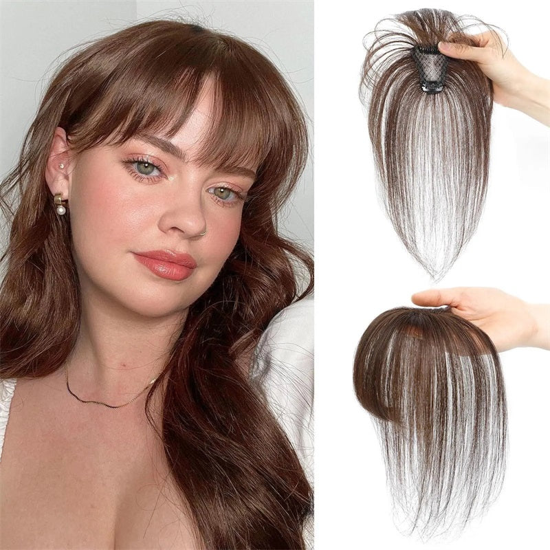 Human Hair Air Bangs Natural Clip-In 3D Fringes for Effortless Style