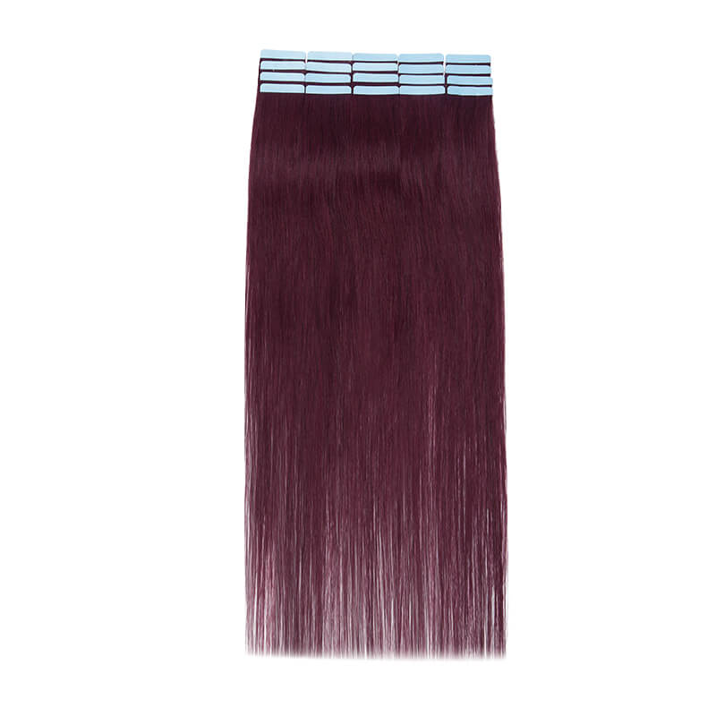 Seamless Tape Ins Wine Red 20pcs Natural Straight