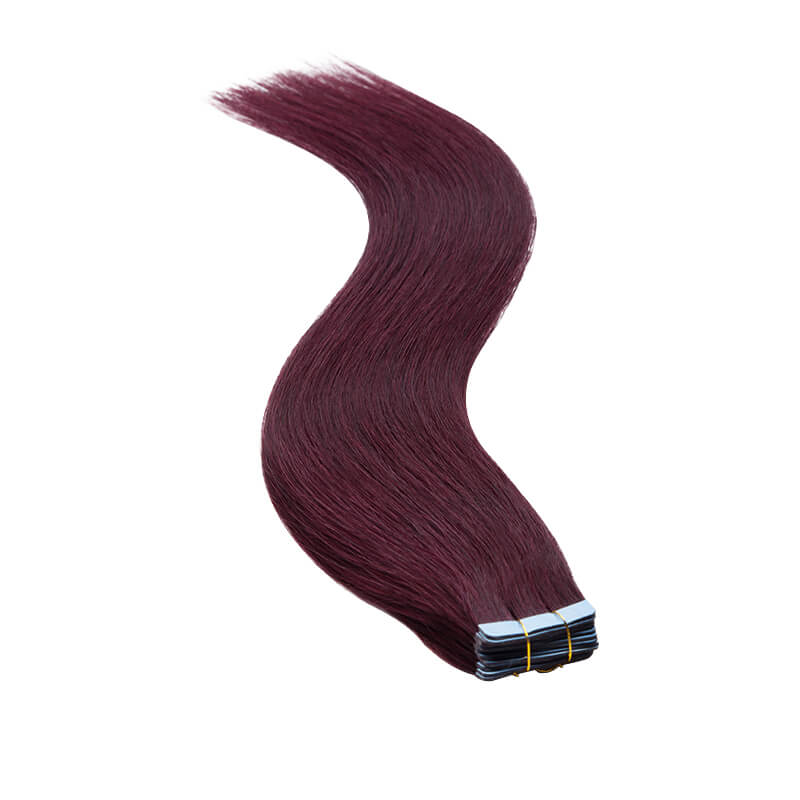 Seamless Tape Ins Wine Red 20pcs Natural Straight