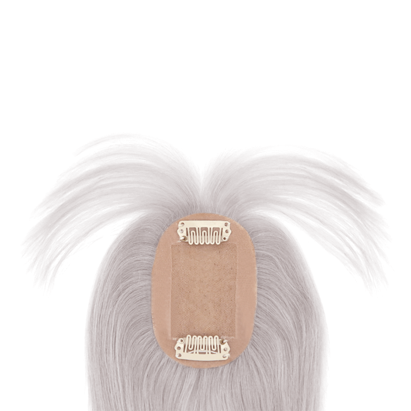 Best Grey Straight Bang Topper | Base With Bang Topper | E-LITCHI Hair