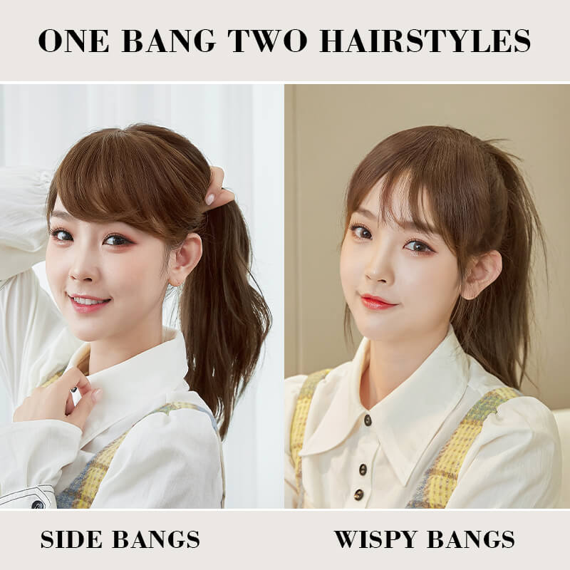 Human Hair Clip Swept | Bangs Natural Gradual Fringes | E-LITCHI Hair