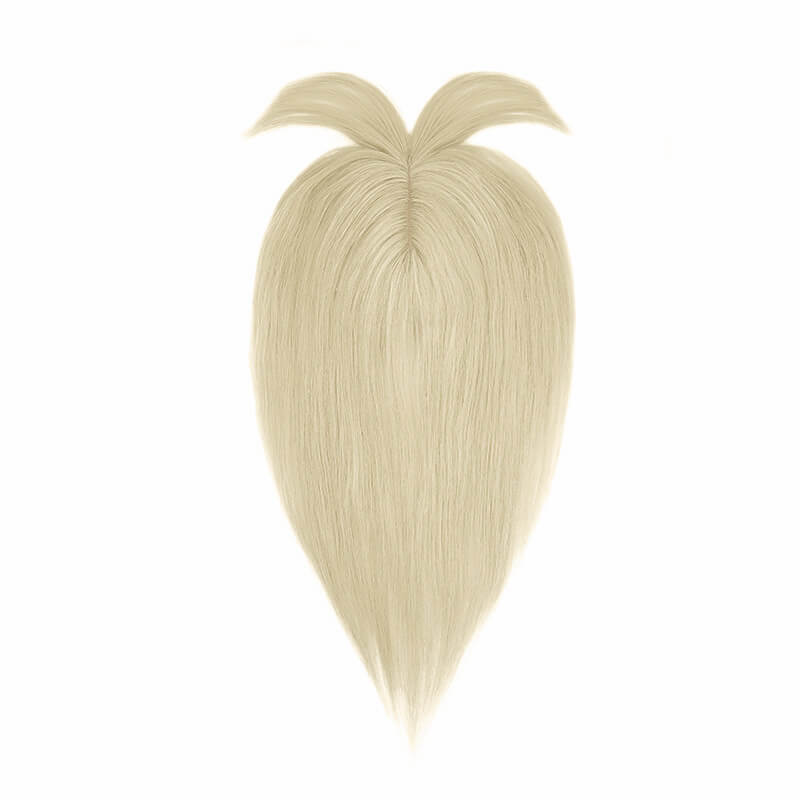 Blonde Grey Human Hair Topper With Bangs For Thinning Hair 13*15cm Silk Base