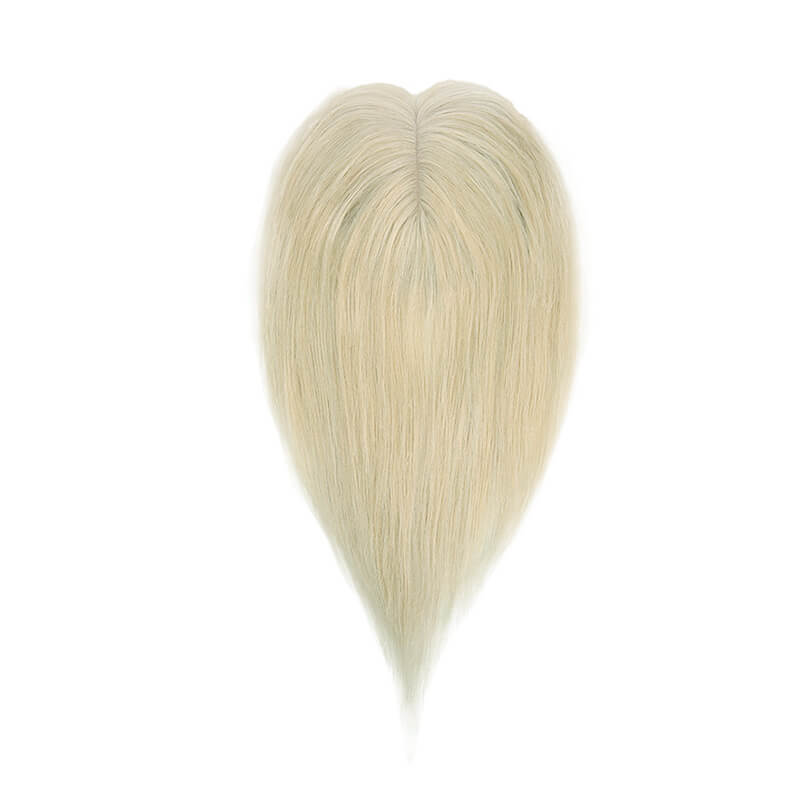 Blonde Grey Human Hair Topper For Thinning Hair 13*15cm Silk Base