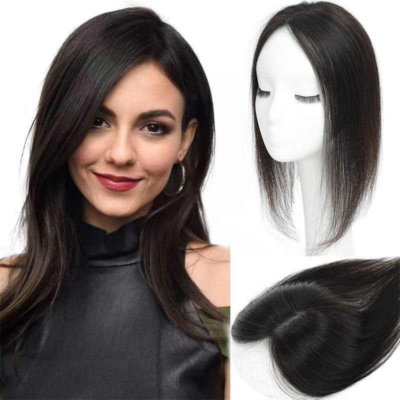 Natural Black Hair Topper | Daphne Human Hair Topper | E-LITCHI Hair