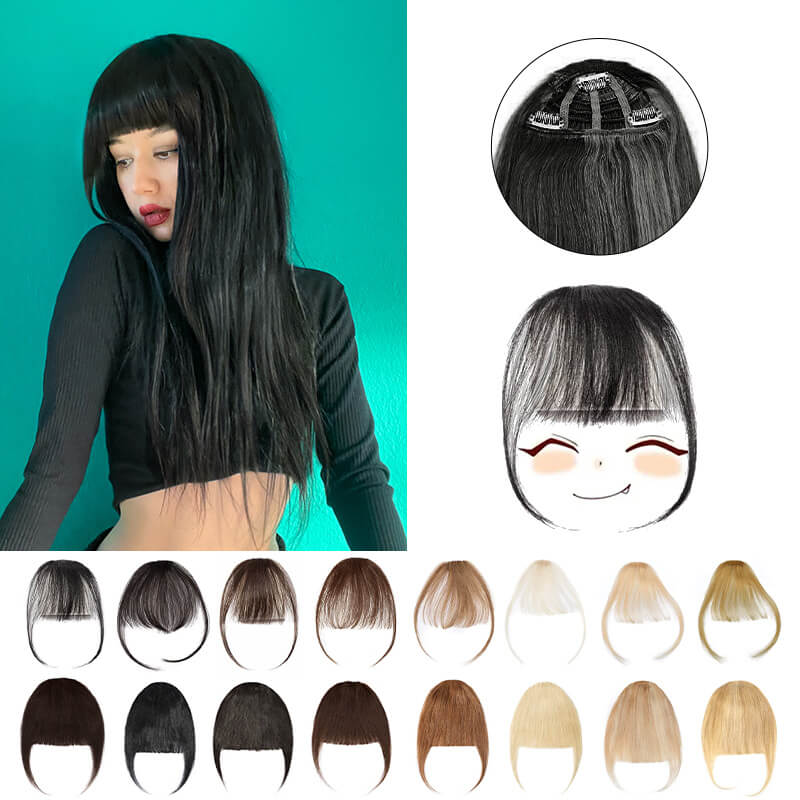 human hair clip in bangs