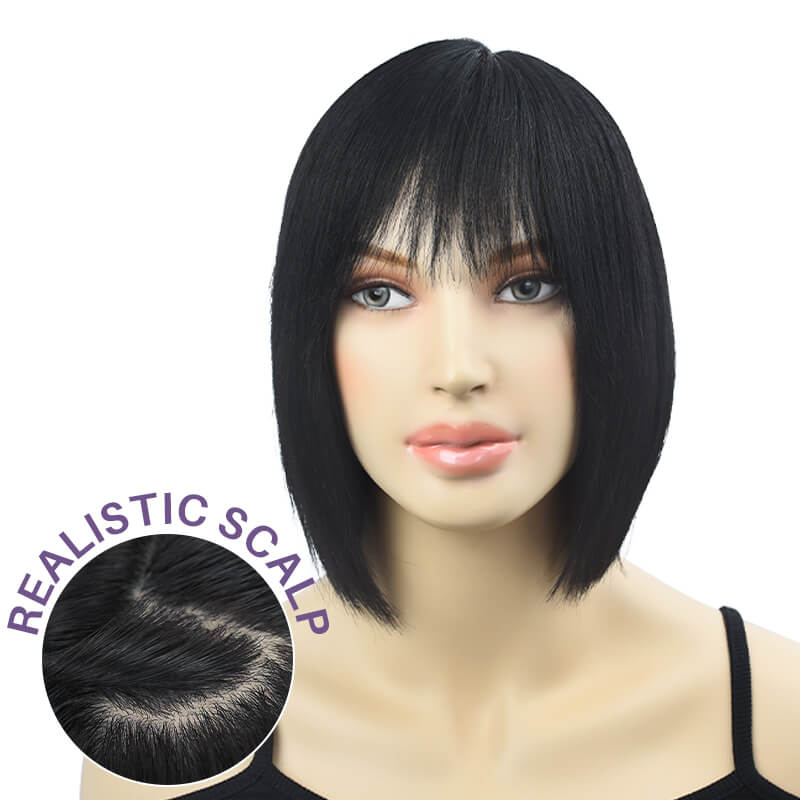 Realistic Straight Wig | Bangs Straight Wig | E-LITCHI Hair