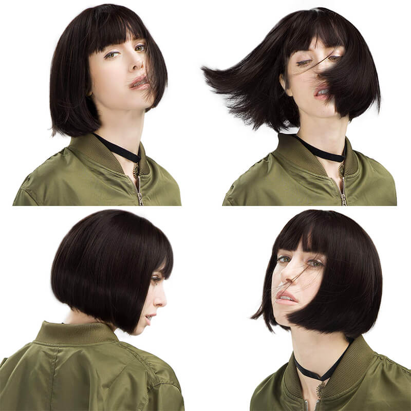 Realistic Straight Wig | Bangs Straight Wig | E-LITCHI Hair