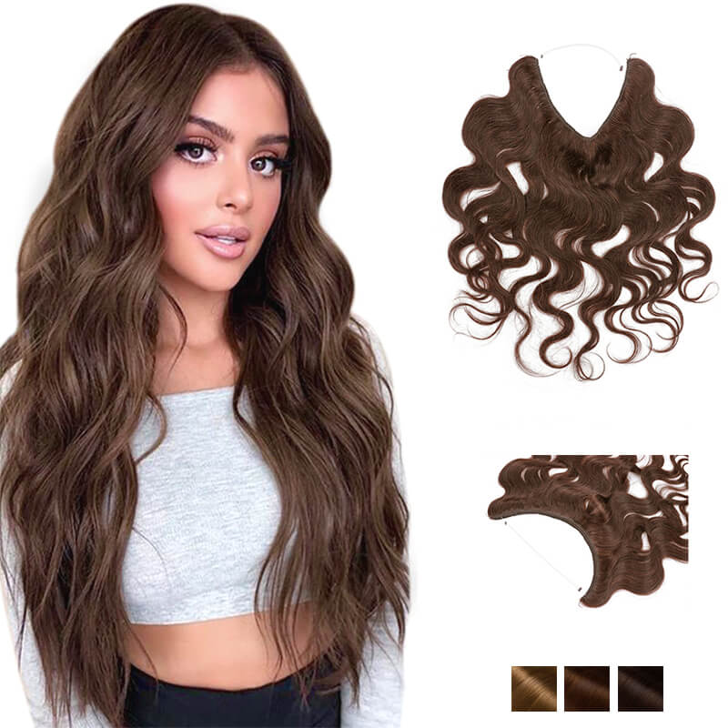 AU Hidden Wire One-Piece Hair Extension – Long Real Human Hair Look, Heat Resistant, 40-61cm