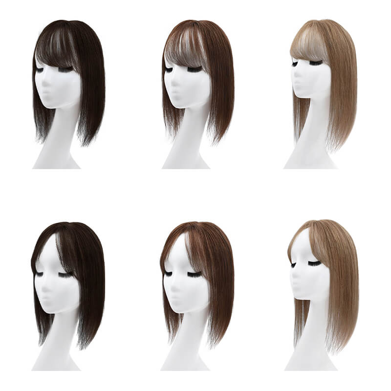 Brown Topper With Bangs | Hair Topper With Bangs | E-LITCHI Hair