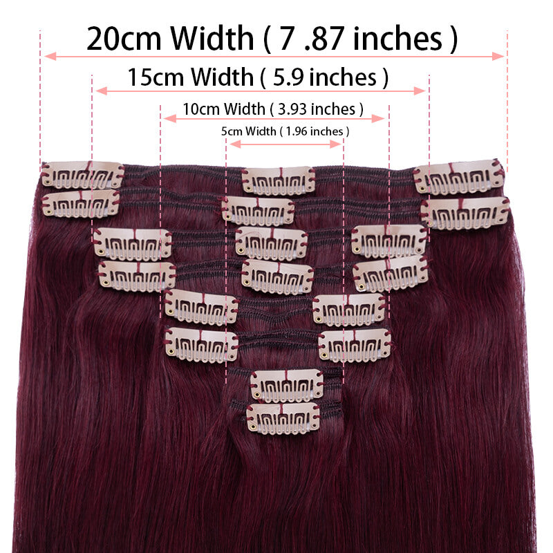 burgundy clip in hair