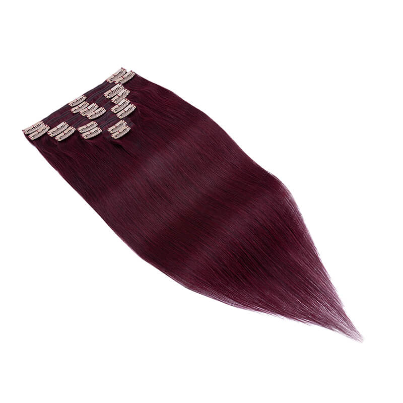 L'agrafe ins le plein volume rouge de vin de trames multi d'extension de cheveux humains