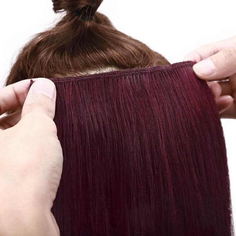 burgundy clip in hair