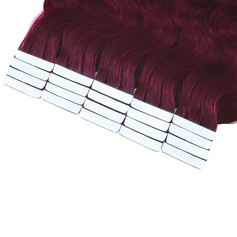 Wine Red Wavy Tape Ins 2 Pack 40pcs Bundle For More Volume