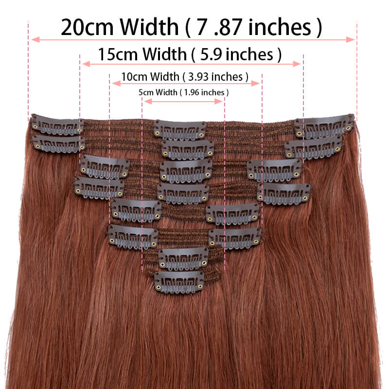 Auburn 8pcs Human Hair | Extensions Clip Hair | E-LITCHI Hair