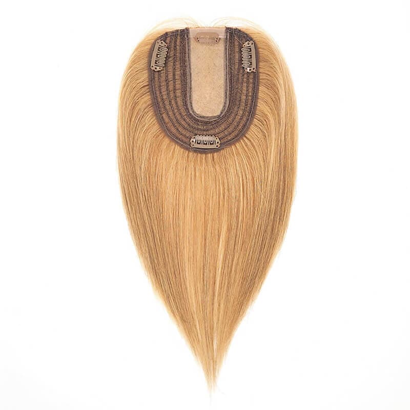Susan – cheveux humains blond foncé, couronne amincissante, Base en soie, 10x12cm, pour femmes