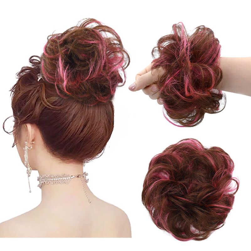 Colored Hair Topper | Messy Hair Topper | E-LITCHI Hair