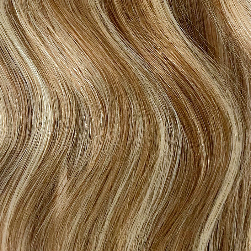 E-litchi PU Thin Skin Base 5x6.7" Human Hair System For Women Hair Loss, 6-18" #12P613 Golden Brown/ Bleach Blonde Free Part