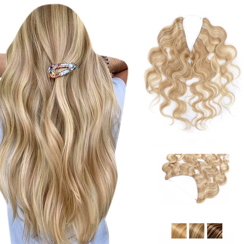 Best Human Hair Halo Extensions | Highlights Wig | E-LITCHI Hair