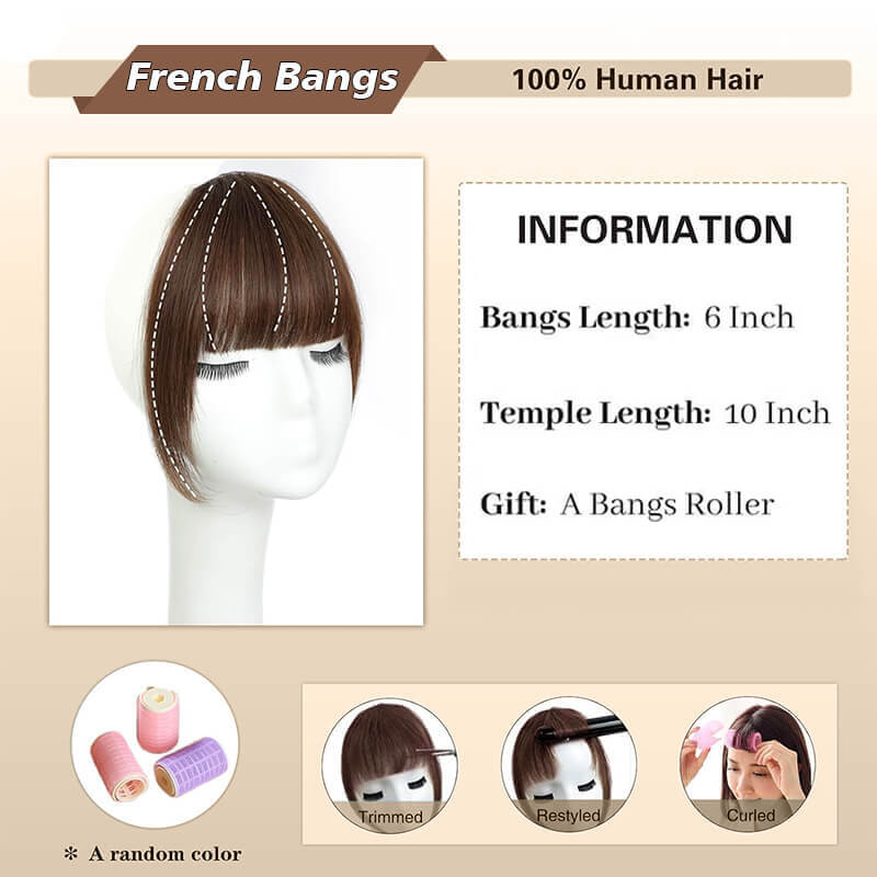 Bangs Natural Curved Clip | Human Hair Clip | E-LITCHI Hair