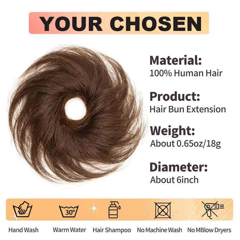 Chignon Bun Human Hair Extension Natural Straight 7 Colors
