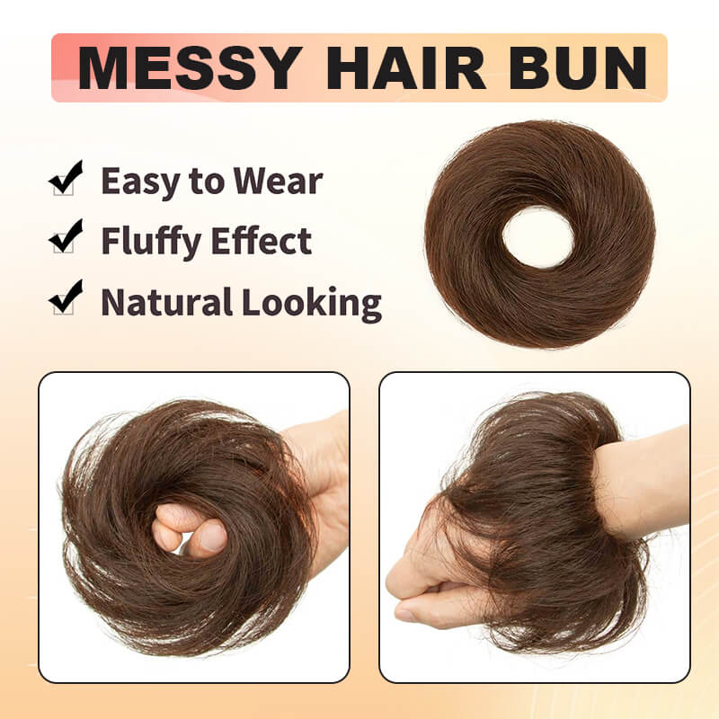 Chignon Bun Human Hair Extension Natural Straight 7 Colors