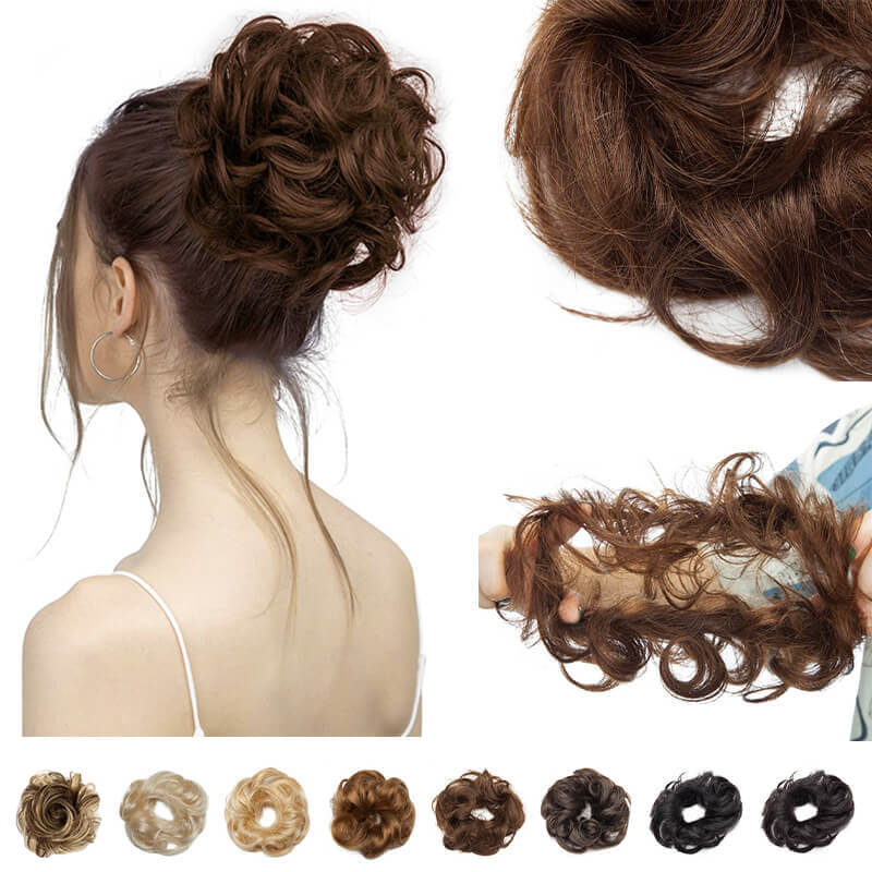 Human Hair Messy Wig | Bun Donut Chignon Wig | E-LITCHI Hair