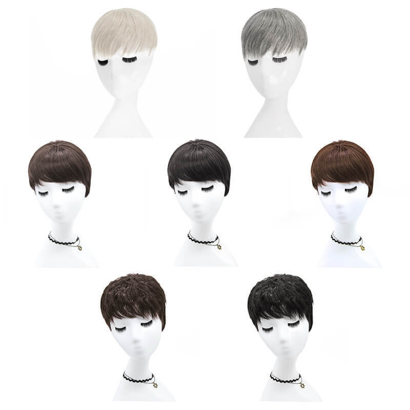 Short Human Hair Topper | Balding Thinning Crown | E-LITCHI Hair