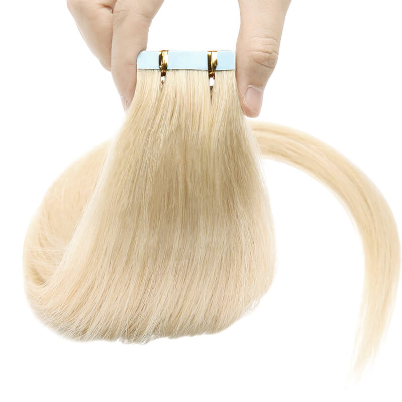 Blonde Invisi Tape Hair Extensions 20pcs Natural Straight E-LITCHI® Hair
