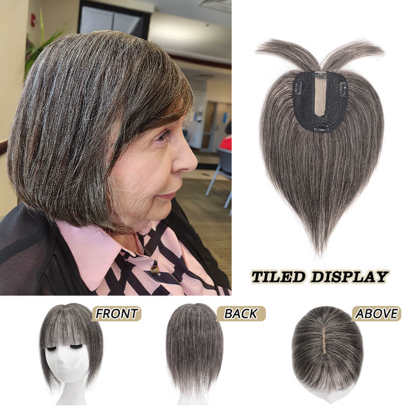 Mixed Human Hair Topper | Bangs Thinning Crown | E-LITCHI Hair