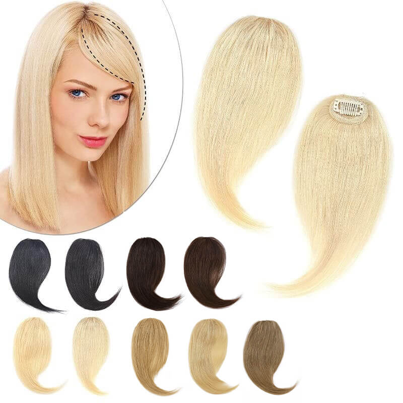 Natural Human Hair Clip Long Side Bangs E-LITCHI Hair