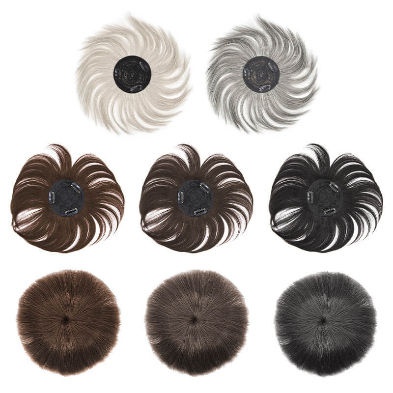 Short Human Hair Topper | Balding Thinning Crown | E-LITCHI Hair