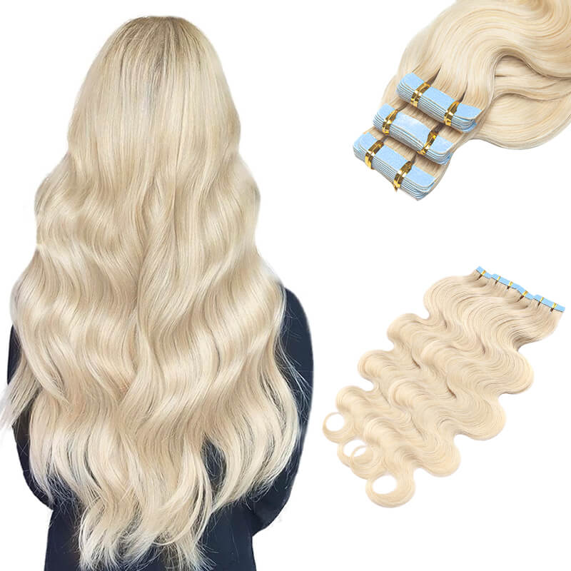 Bleach White Wavy Tape Ins 2 Pack 40pcs Bundle For More Volume E-LITCHI