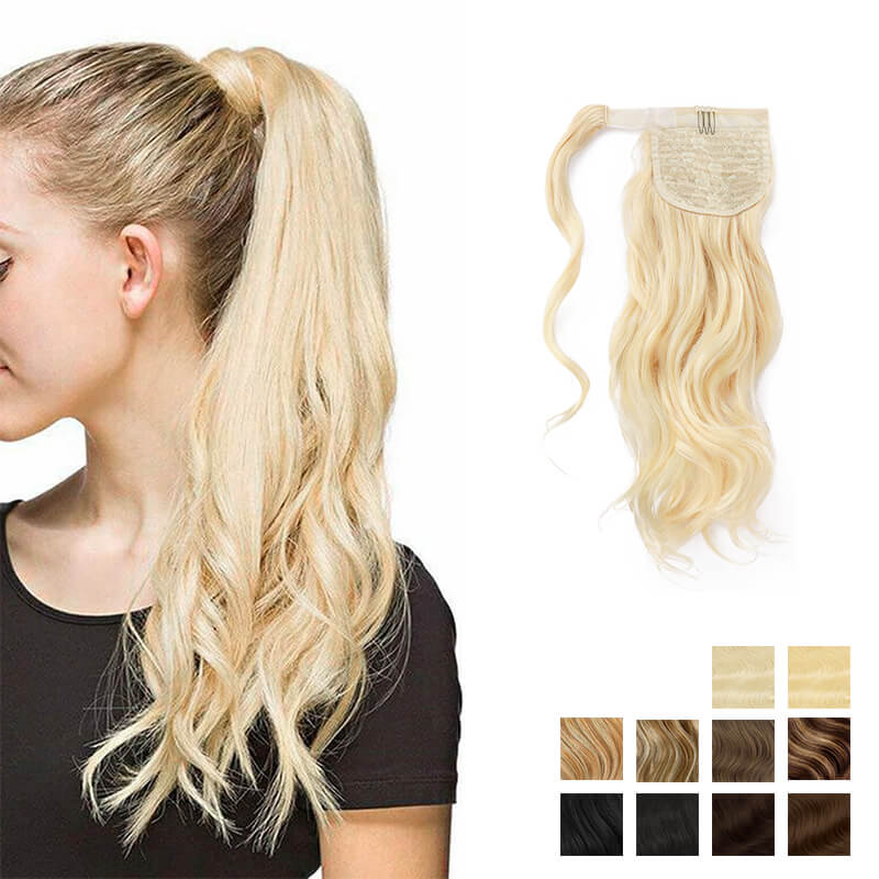 wavy wrap around ponytail