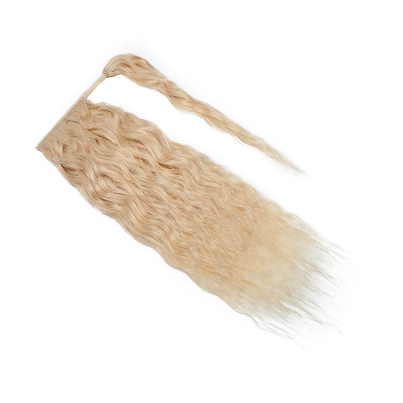Curly Blonde Wrap Around Ponytail Human Hair Extensions E-LITCHI