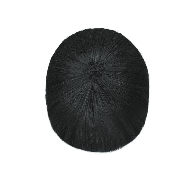 Jet Black Human Hair Topper With Bang For Women Thinning Crown 10*10cm Base E-LITCHI