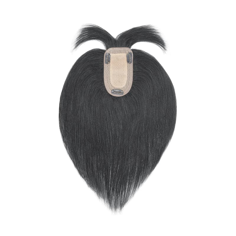 Jet Black Human Hair Topper With Bangs For Women Thinning Crown 7*13cm Base E-LITCHI Hair
