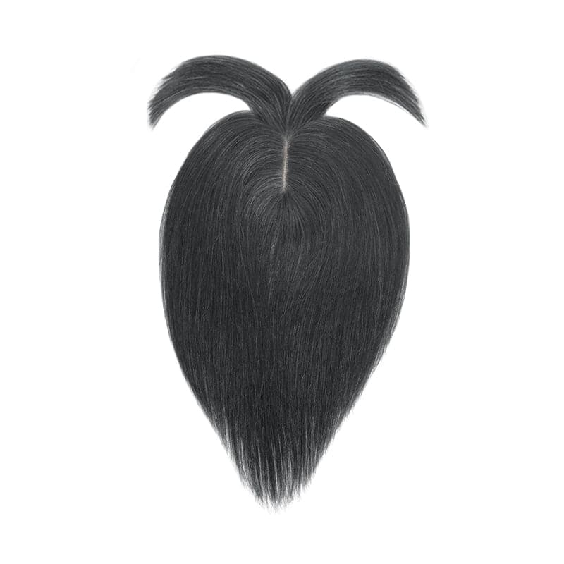 Jet Black Human Hair Topper With Bangs For Women Thinning Crown 7*13cm Base E-LITCHI Hair