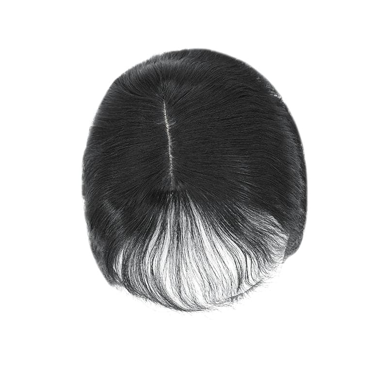Wavy Human Hair Topper With Bangs For Thinning Hair Jet Black 13*15cm Silk Base E-LITCHI