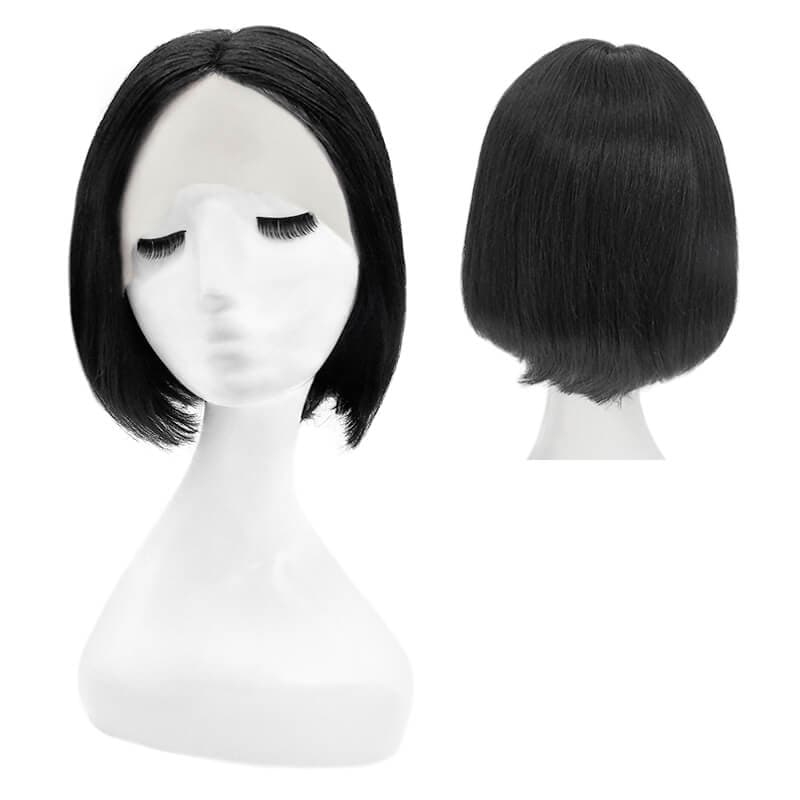 Human Hair Lace Front U Part Short Bob Wig Straight Jet Black